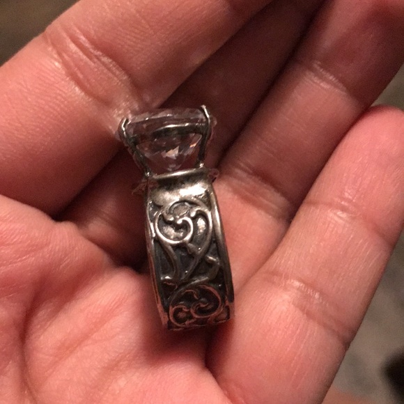 Size 6.5 sterling made in Israel ring large cz statement cocktail ring - Picture 5 of 11